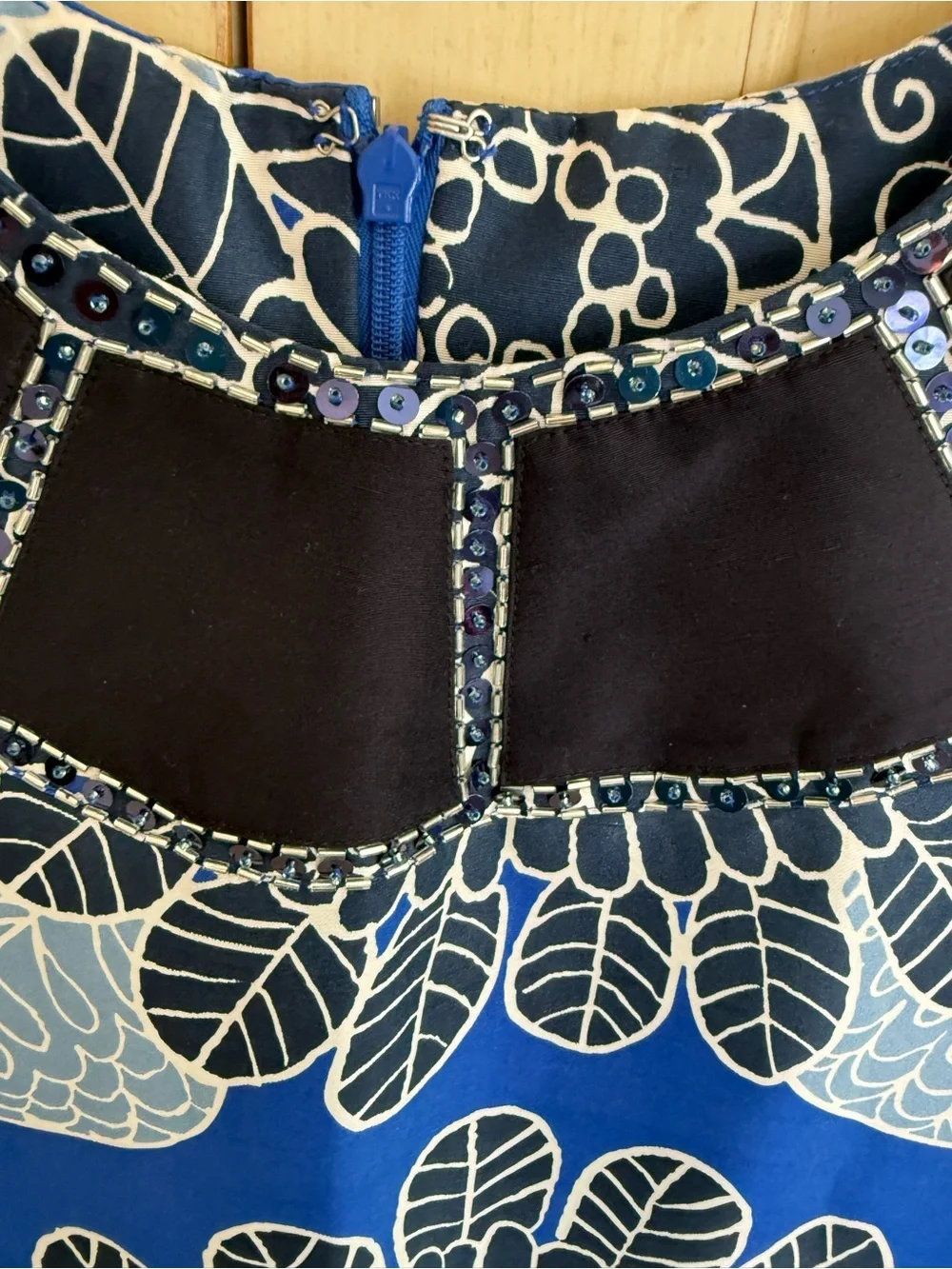 Sleeveless Blue Mosaic Floral Shift Dress